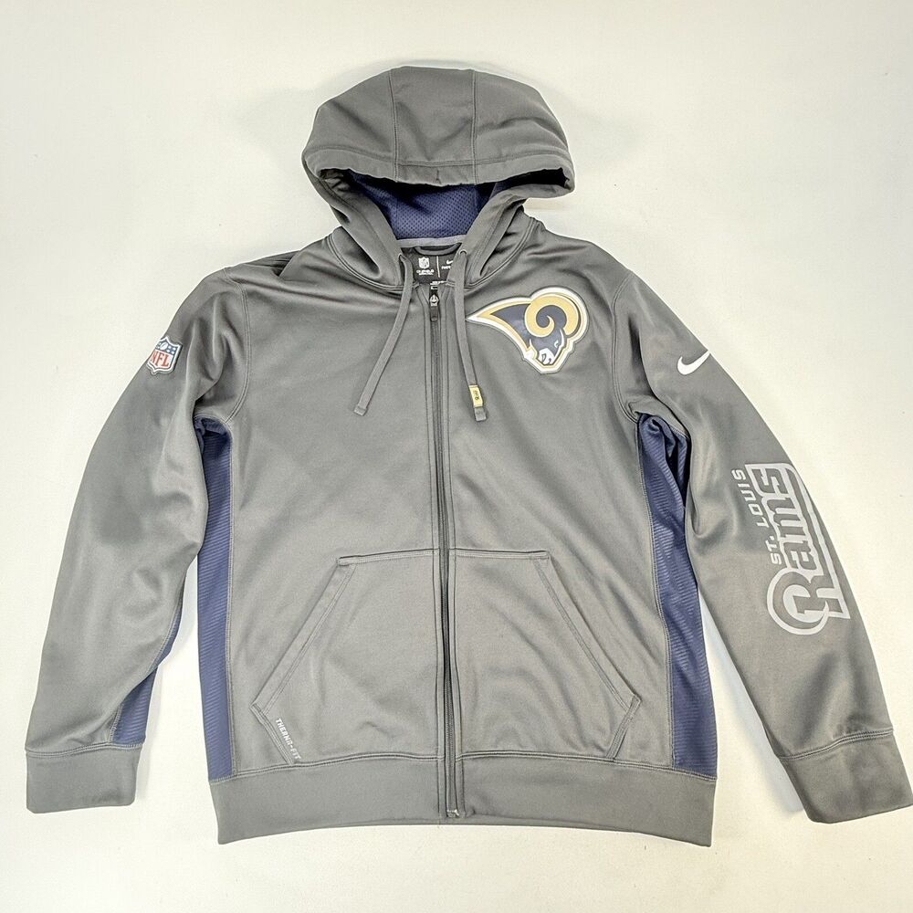 Nike Full Zip St. Louis Rams Jacket Mens Medium Therma-Fit Hooded Sweatshirt